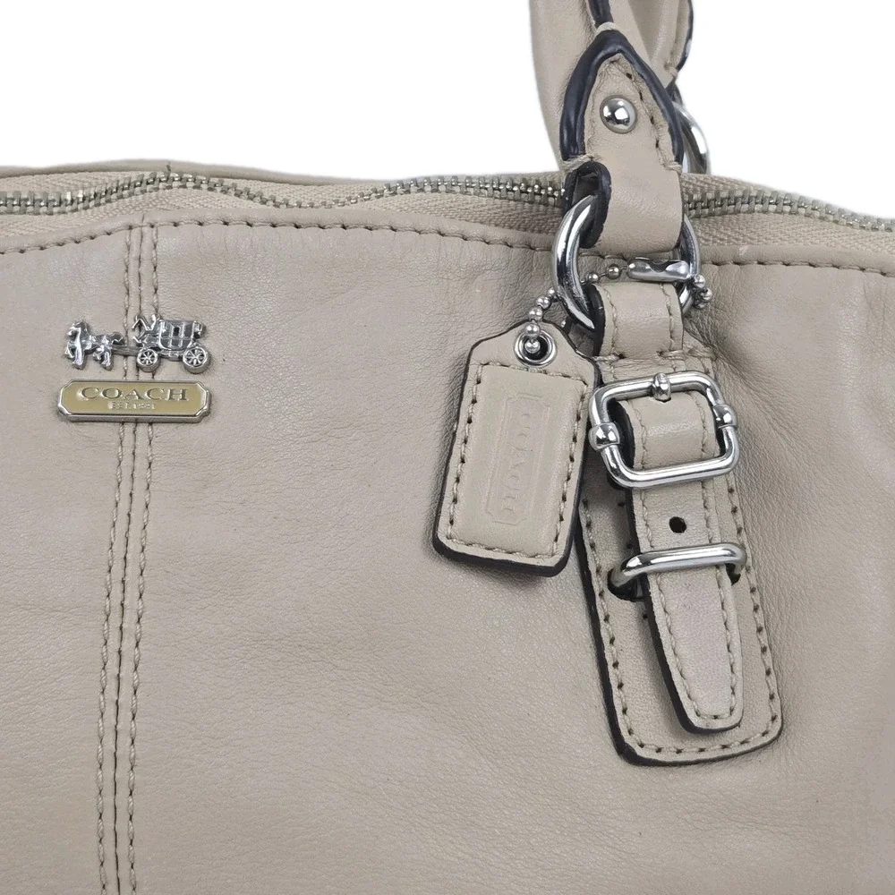 Coach Madison Mini Shoulder Bag Y2K Beige Leather Satchel Purse Buckles Vtg Y2K